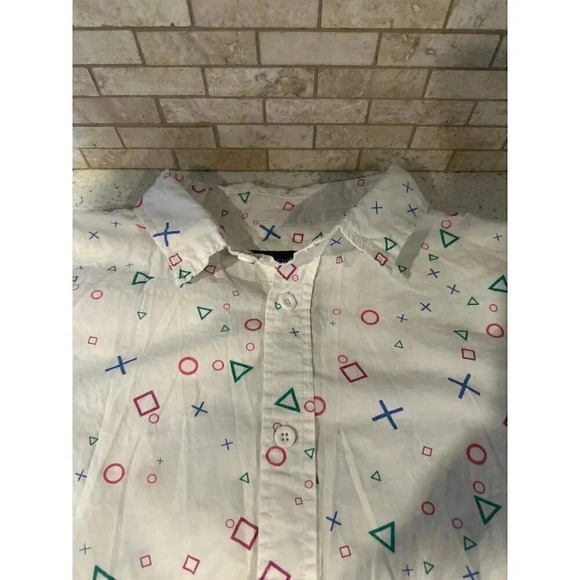 PlayStation Controller Symbols Short Sleeve Button Shirt Video Gamer Sony b39 - Picture 2 of 4